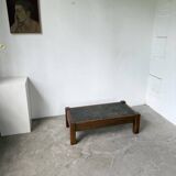 Table basse en chêne et ardoise 1950