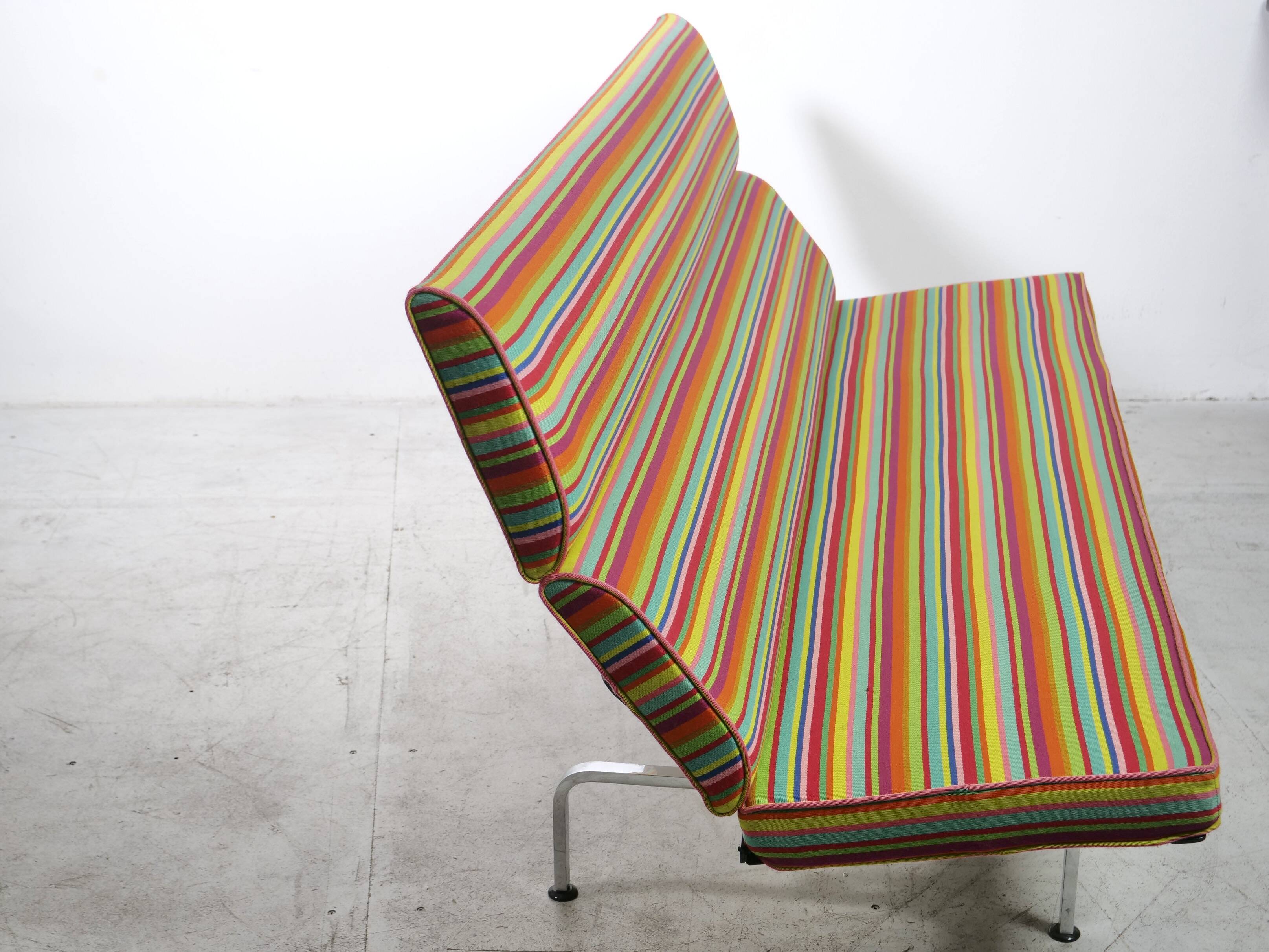 Compact sofa Eames Vitra Alexander Girard Miller stripe fabric