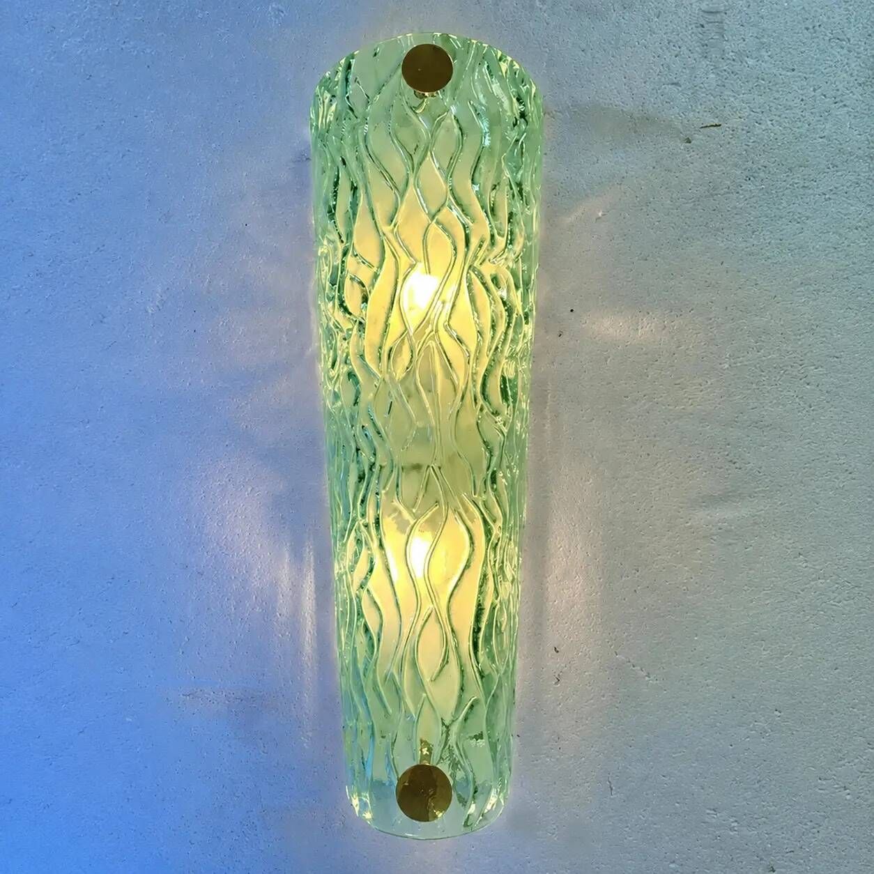 Monumental Green Murano Glass Wall Sconces From Italy – Set of Two