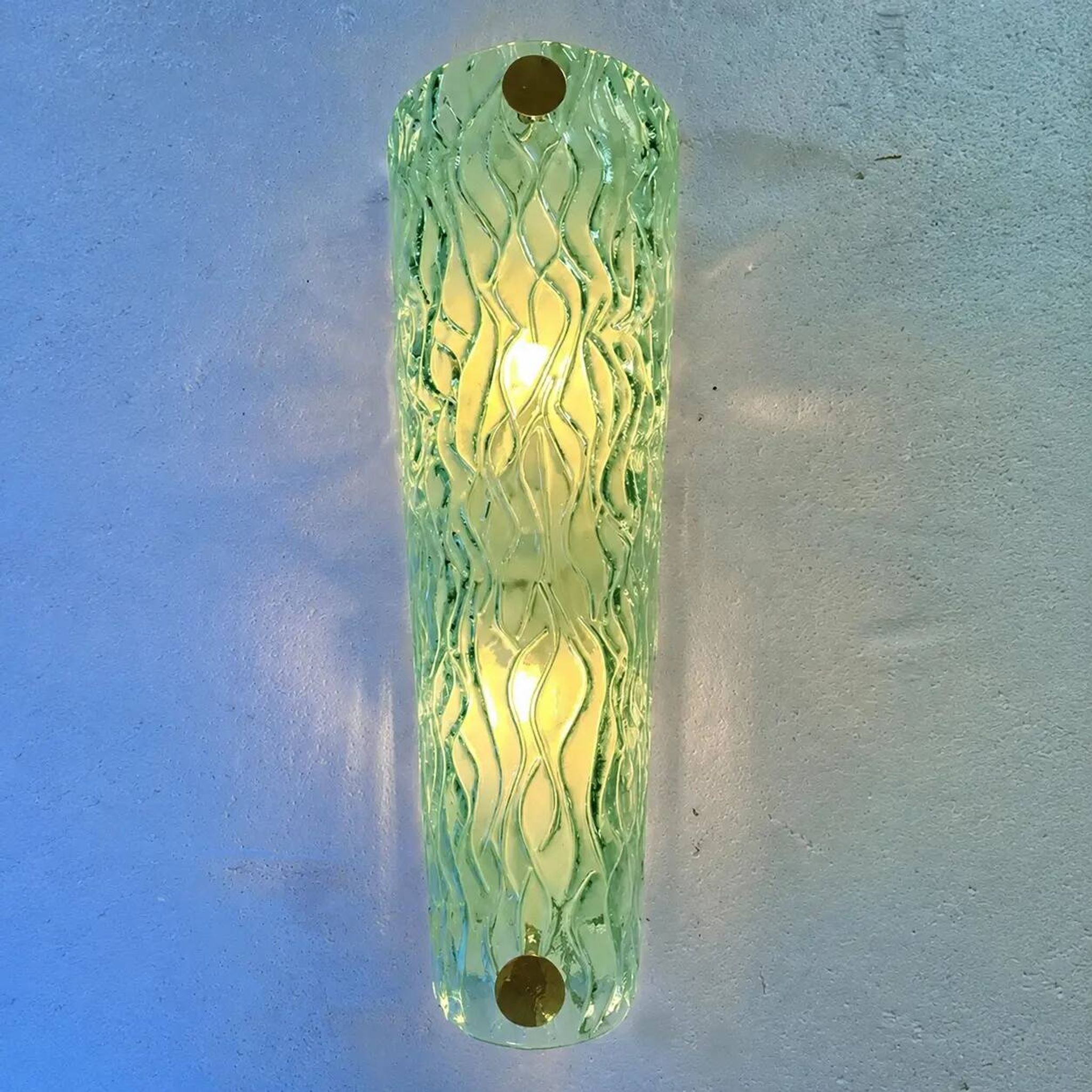 Monumental Green Murano Glass Wall Sconces From Italy – Set of Two