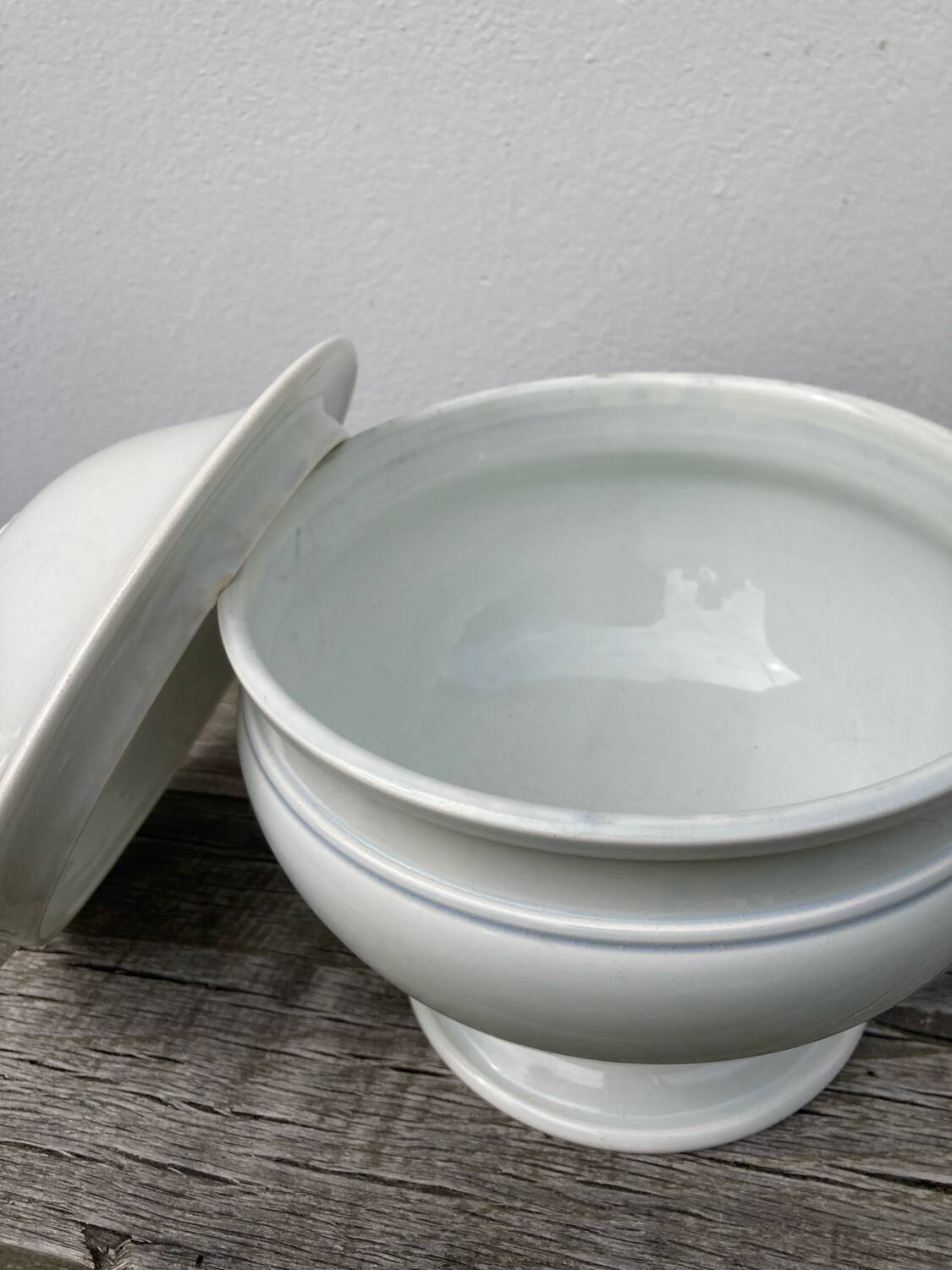 Plain white Creil soup tureen