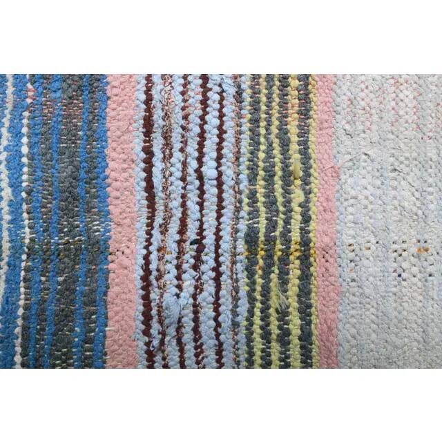 Vintage Turkish Hand-Knotted Wool Cotton Beige Kilim Area Rug 109x137