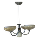 Art Deco opaline wood and metal chandelier