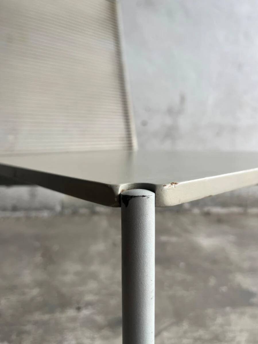 Set of 4 light grey powder-coated metal Fly Line chairs with cream rope - Giandomenico Belotti, 1980s