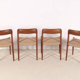 4x Niels O. Møller Dining Chair Model 75 in Teak, 1960s Denmark