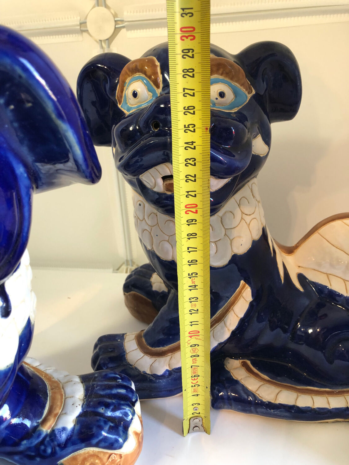 Vintage Chinese food dog ceramic Chinese blue and white dogs foo