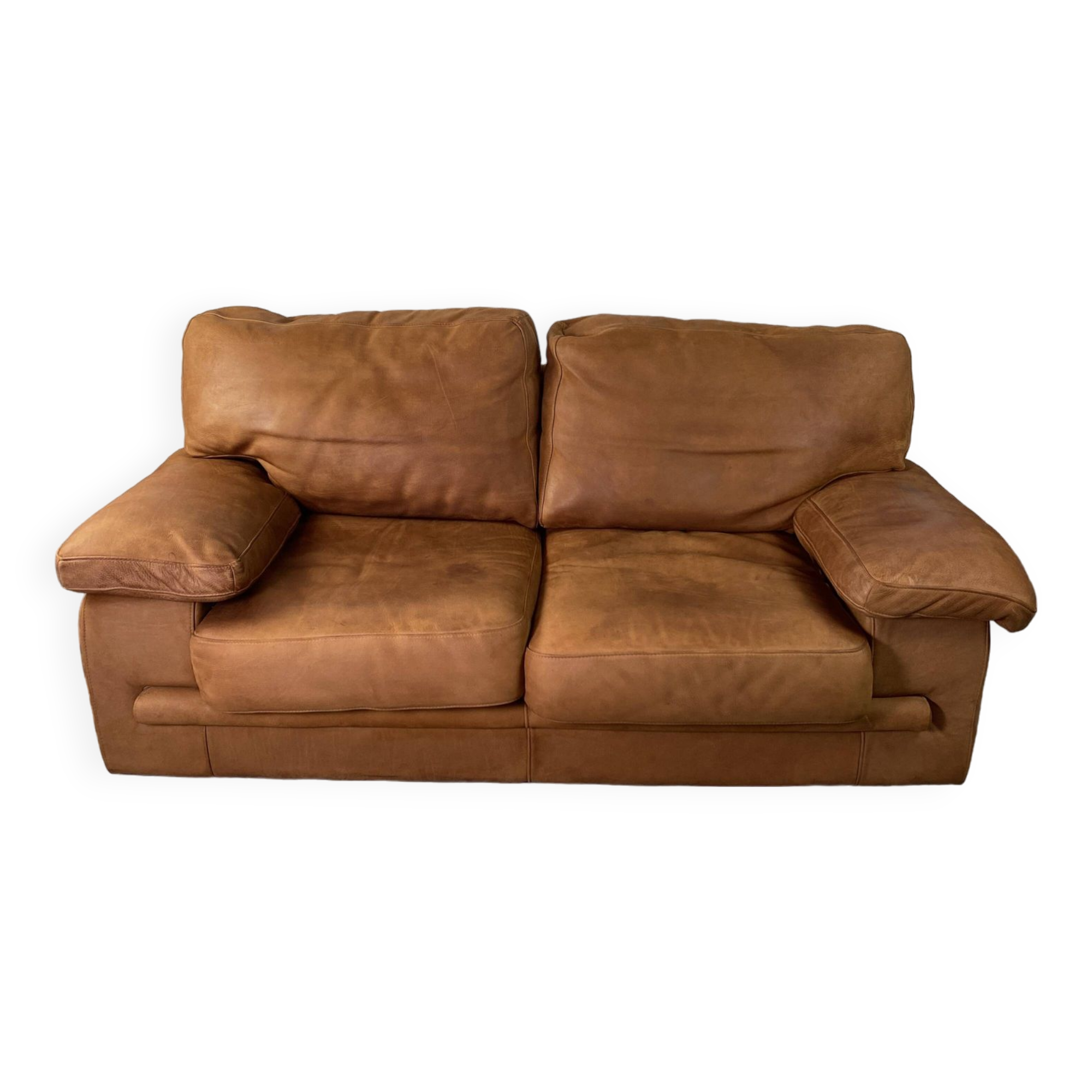 Roche-Bobois brown leather sofa