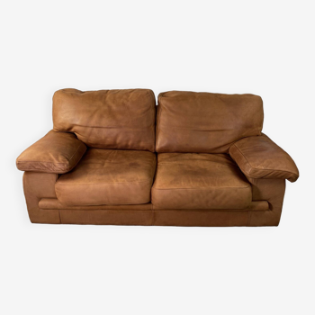 Roche-Bobois brown leather sofa