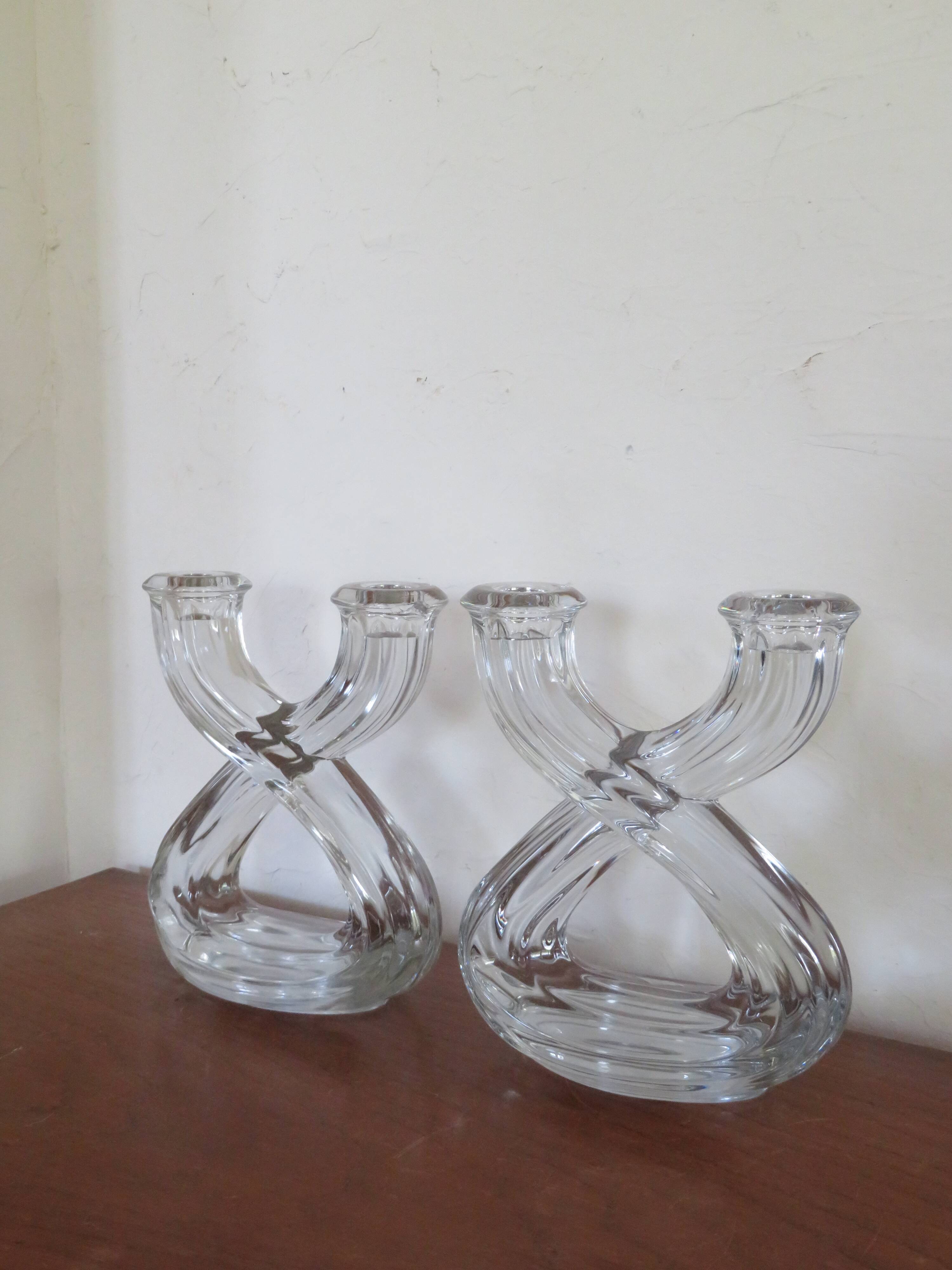 Pair of vintage crystal candlesticks