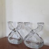 Pair of vintage crystal candlesticks