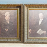Lot de 4 cadres à canaux et portraits d'aïeux (photos)