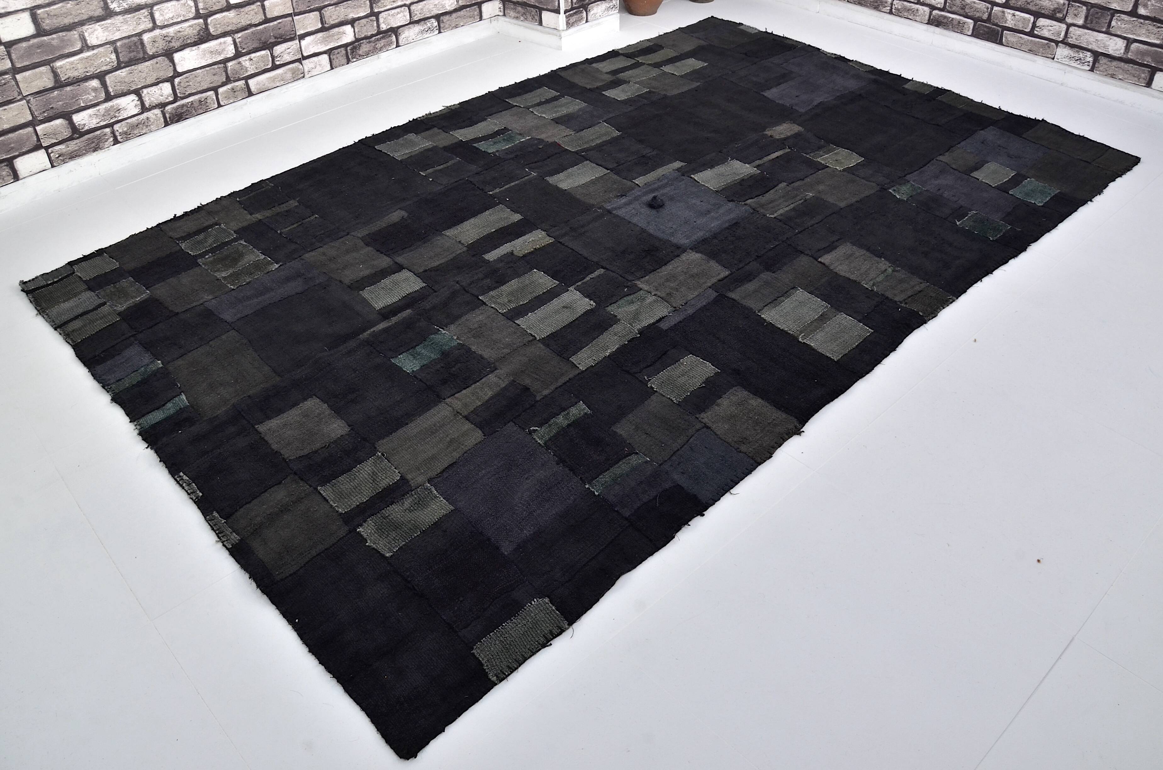 Black Vintage Hmep Patchwork Rug sku 3046
