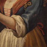 Italian Framework Portrait Of A Girl With A Goldfinch From 18th Century