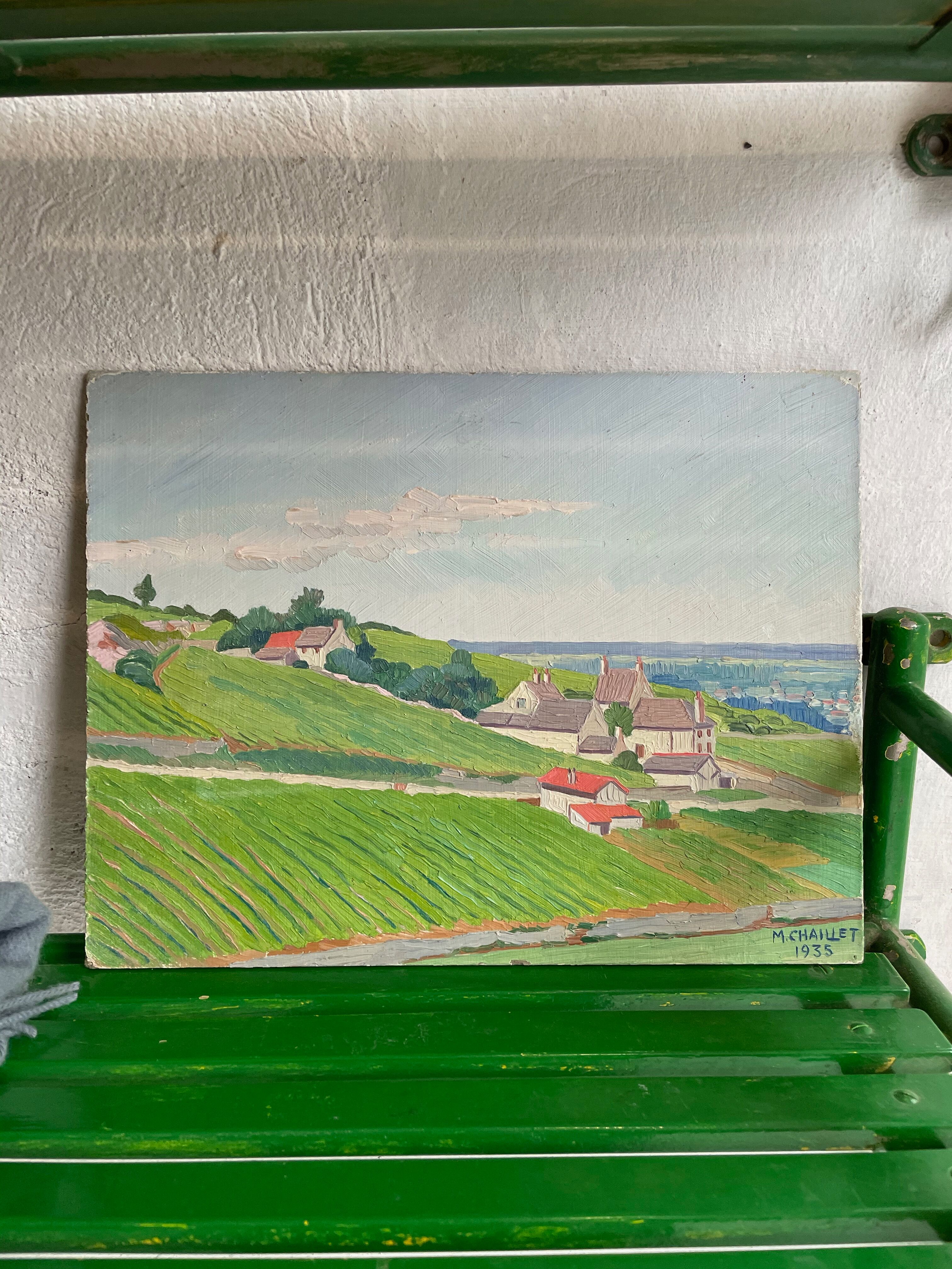 Painting oil landscape countryside 1935