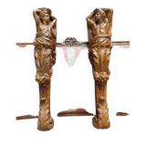 PAIR OF PAINTED PLASTER CONSOLES IN THE LOUIS XVI STYLE