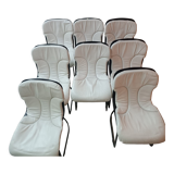 Set of 8 vintage white leather chairs model No C2 by Cidue, Italy 1970