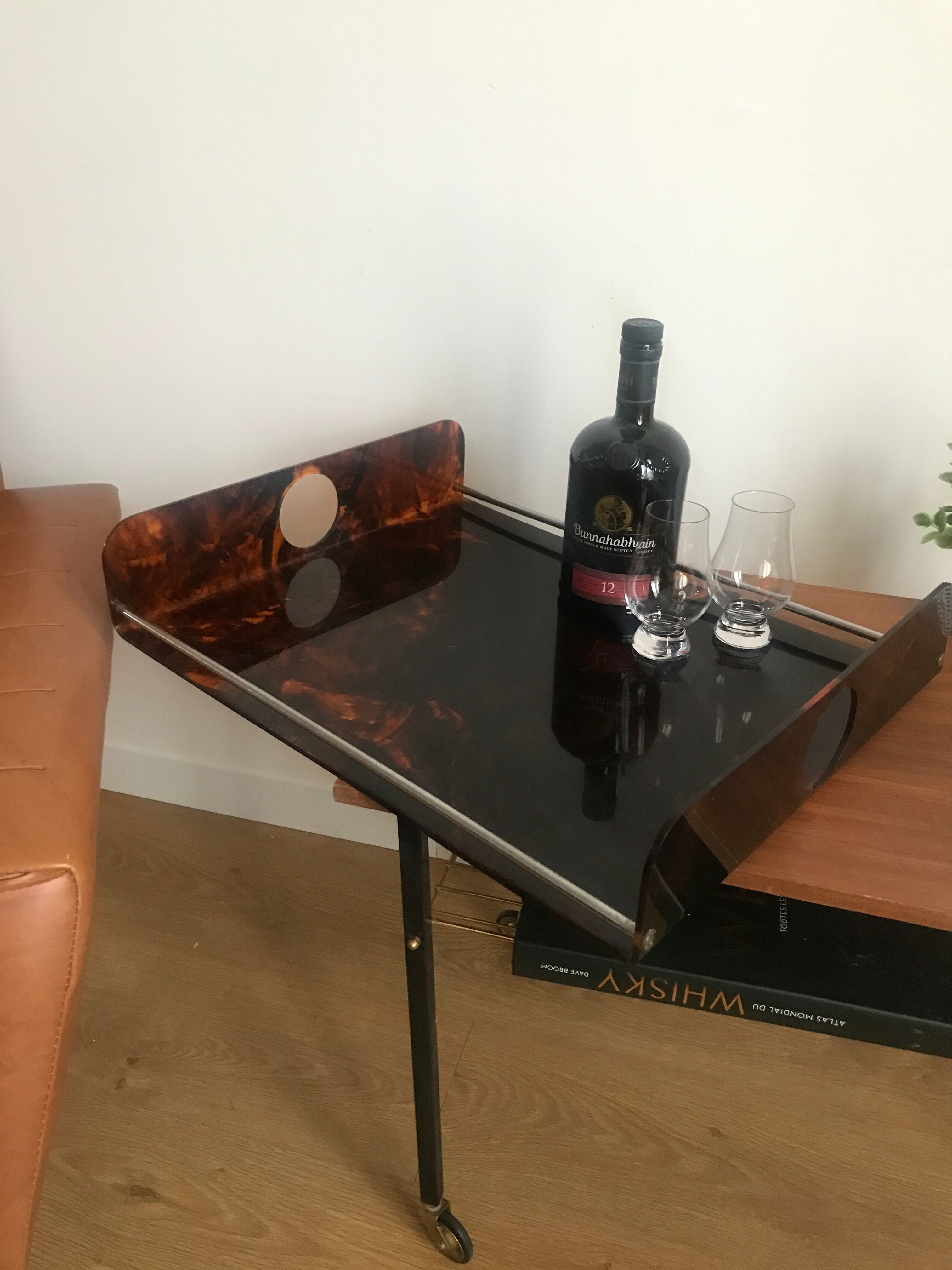 Tray in lucite tortoiseshell way circa 1970
