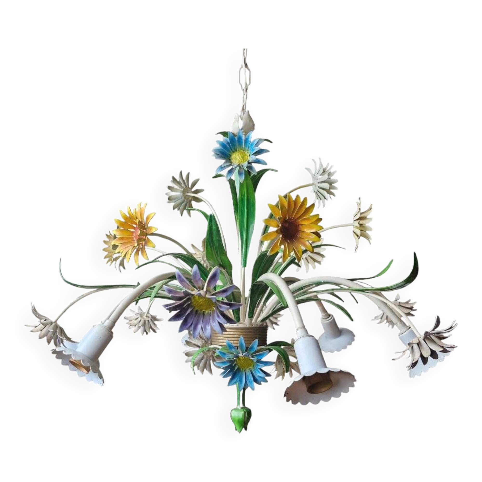 Flower chandelier in sheet metal Italy 1970s