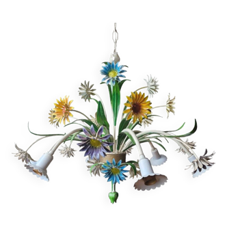 Flower chandelier in sheet metal Italy 1970s