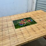 Vintage 50s rattan and bamboo dining table Audoux Minet La Roue Vallauris