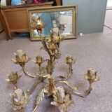 9-light golden flower chandelier