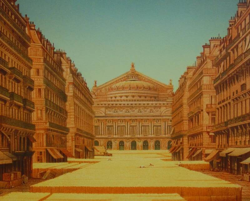 Michel Dubre: Paris Opera in a Wheat Field, original signed lithograph
