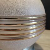 Old opaline pink ball ceiling light vintage frosted glass aluminum support suspension