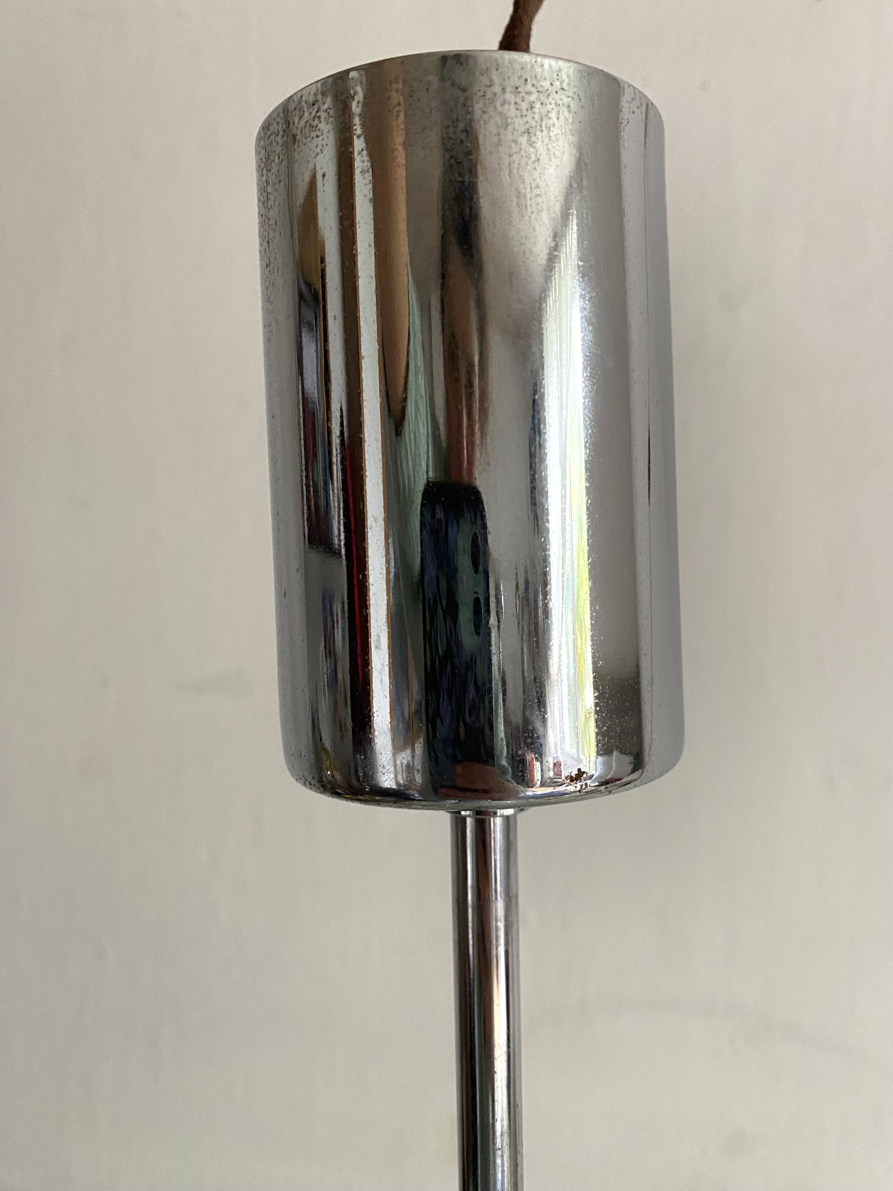 Space age glass and chrome chandelier, Italian design 1970