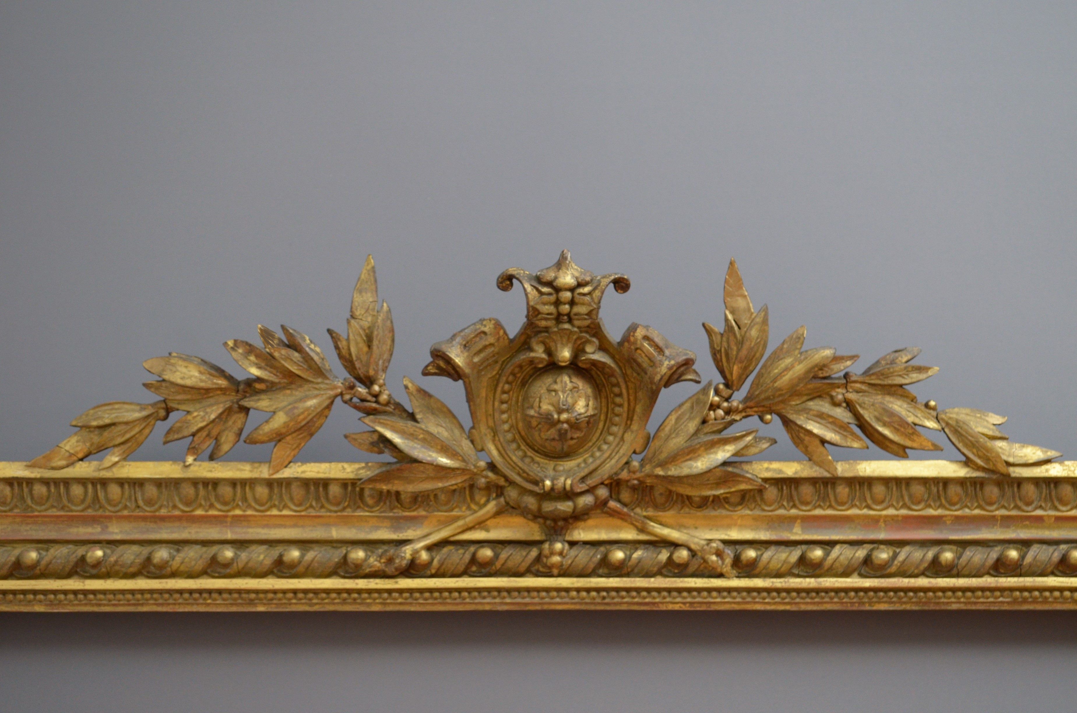 English giltwood overmantle mirror h161cm
