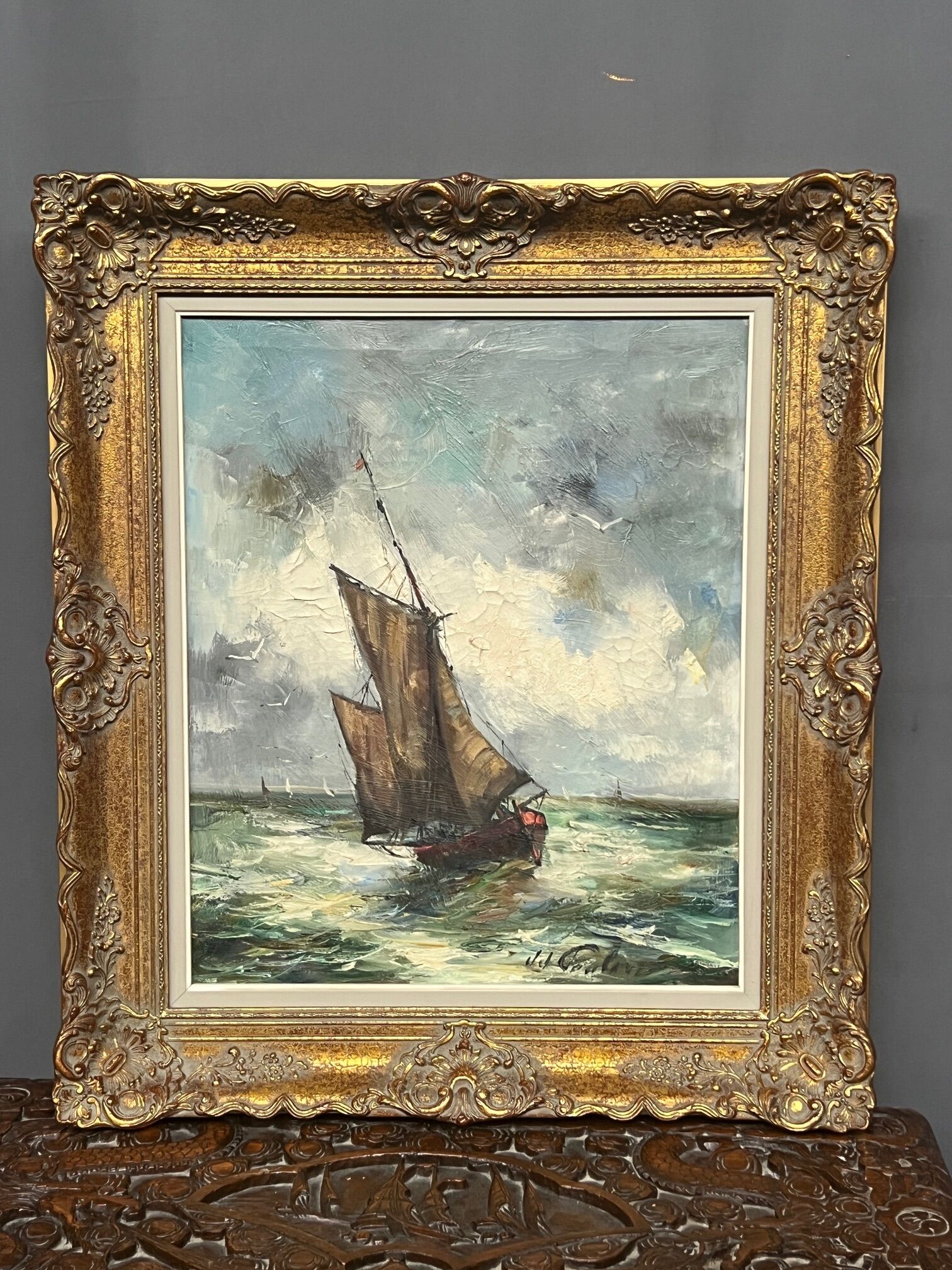 J.J. Coulon. "Marine Landscape." Oil on canvas.