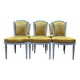 Set of 6 Louis XVI style chairs with polished wood and velvet.