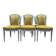 Set of 6 Louis XVI style chairs with polished wood and velvet.
