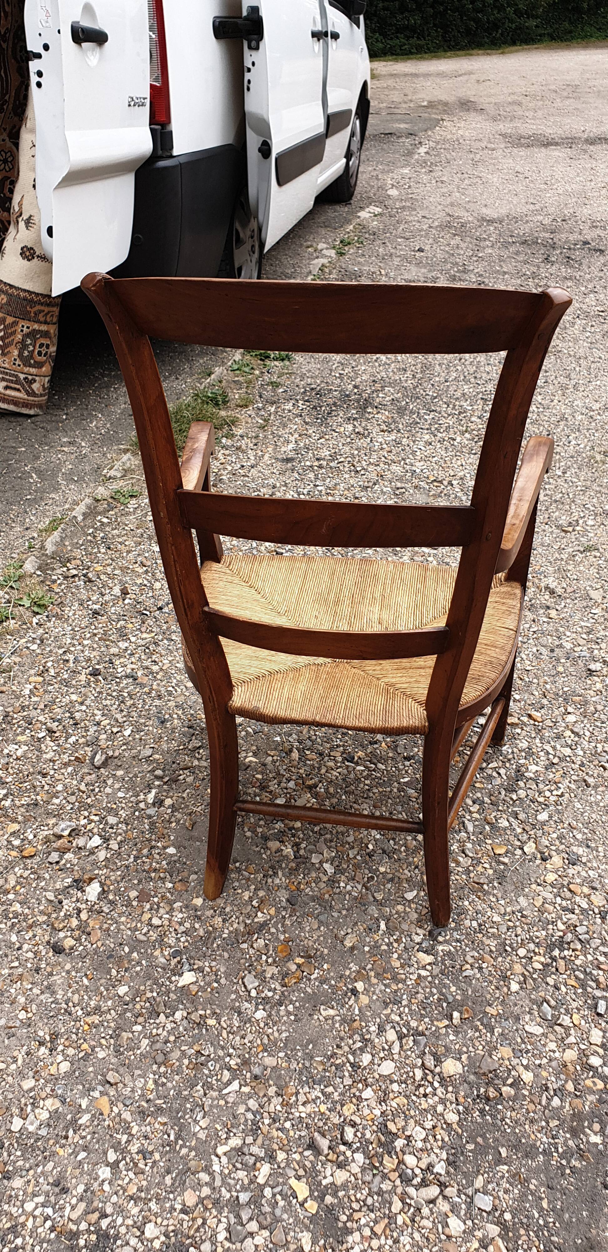 Rustic straw armchair