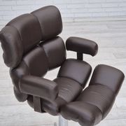 1970s, Scandinavian swivel chair, original condition, artificial leather, chrome steel.