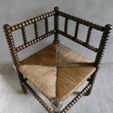 Solid wood corner fire chair, straw seat