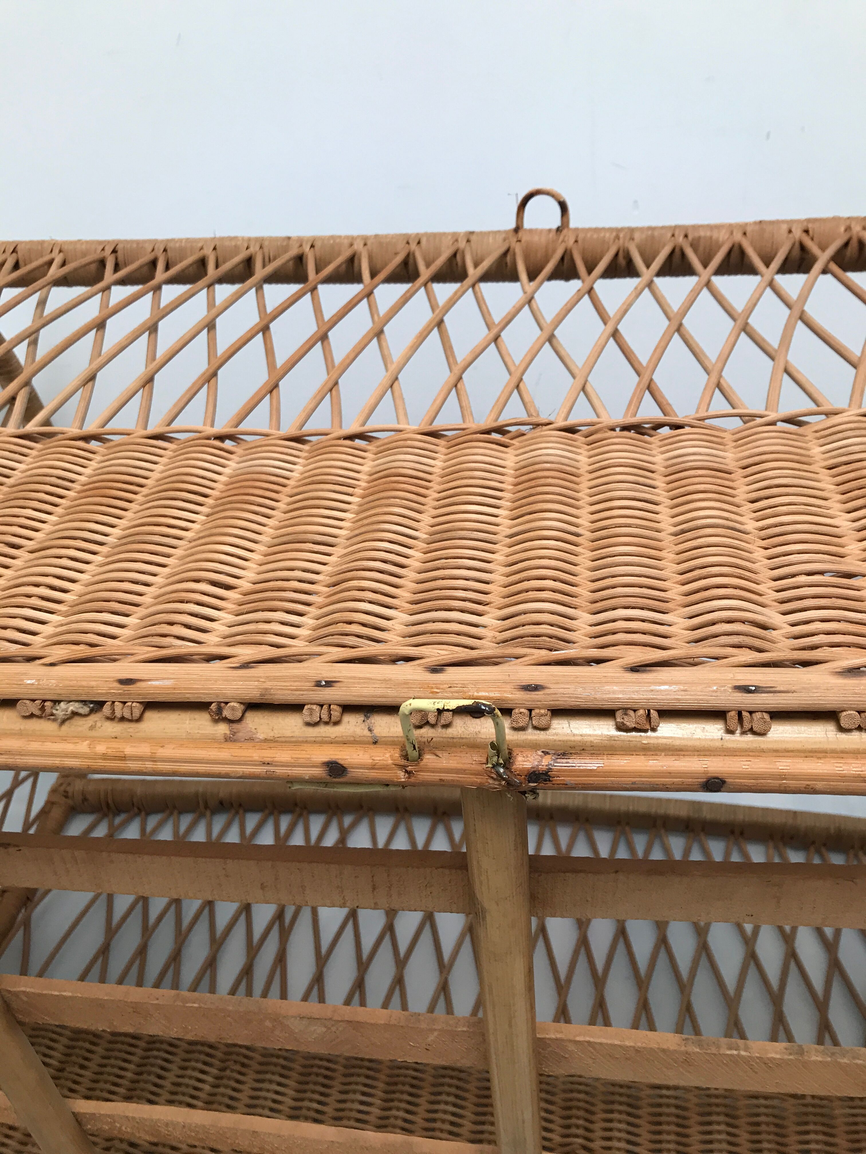 60s wicker rattan cradle bed