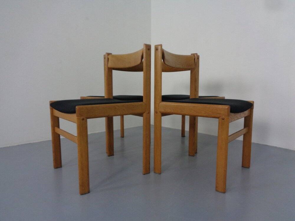Danish Oak Dining Chairs, Set of 4, 1960s
