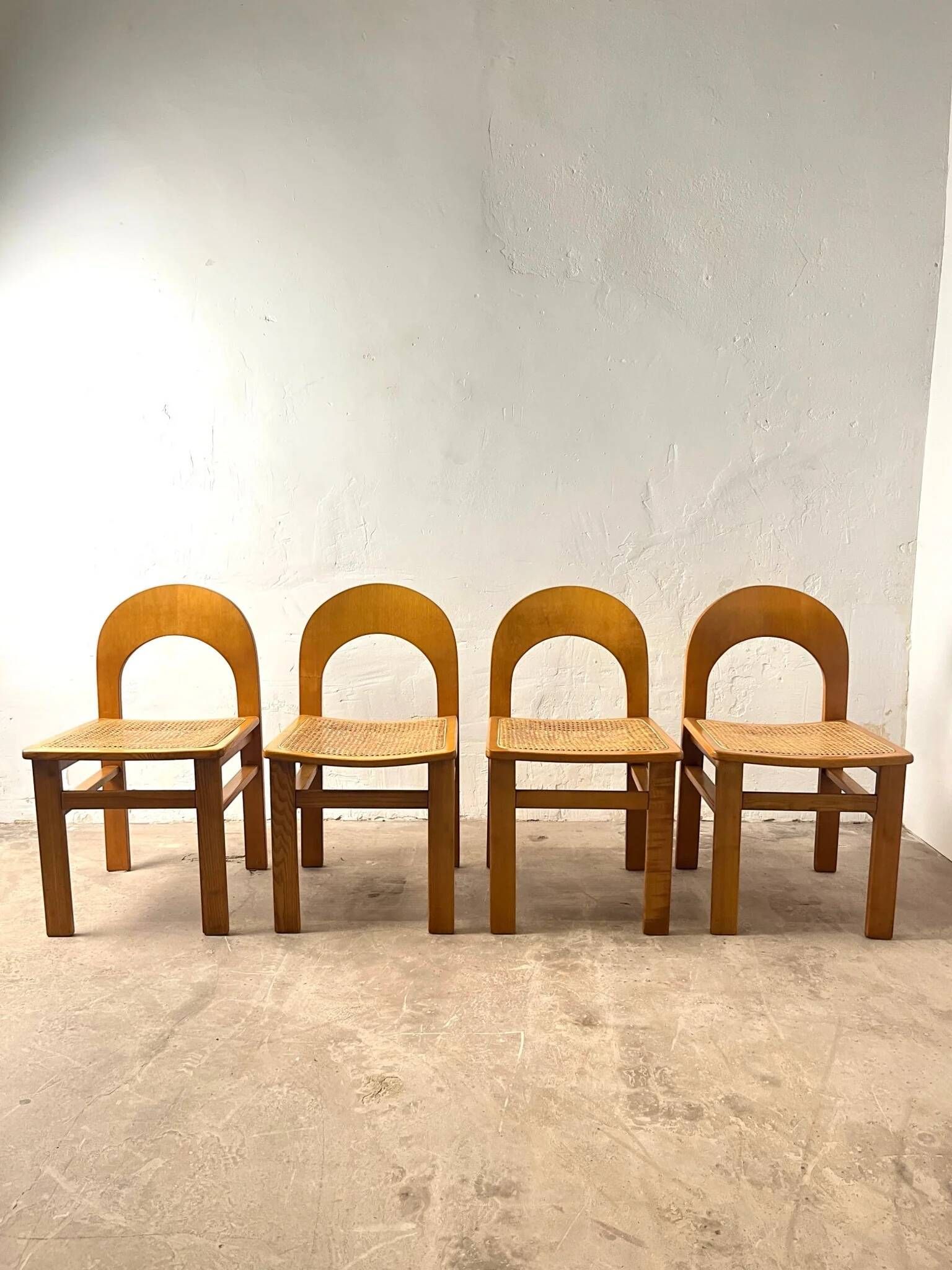 Set of 4 caned chairs Arcadia by Tagliabue di Cascina Armata, 1970-80.