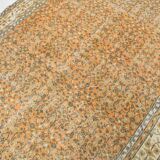 Grand tapis persan vintage orange et ivoire, motifs floraux raffinés