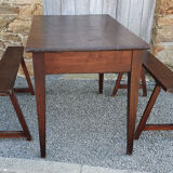 Small farm table and its two benches, vintage