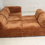 70s modular sofa, light brown velvet