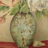 Tableau ancien bouquet de roses