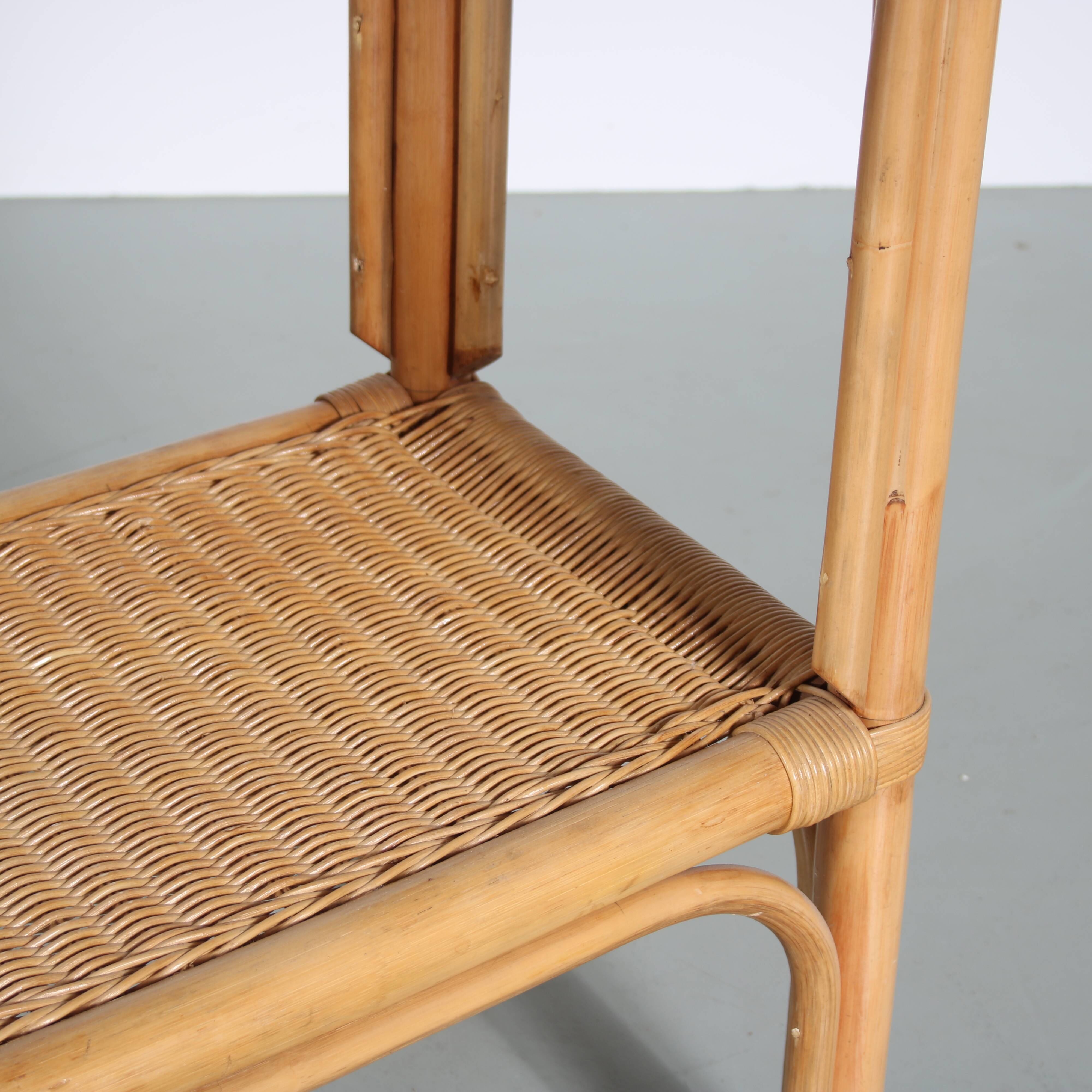 1970s Wicker with bamboo console table from italy