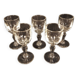 5 old blown glass liquor glasses