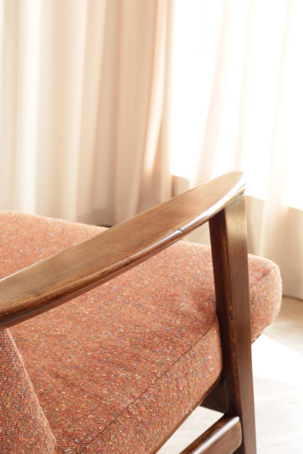 Vintage rust bronze armchair Scandinavian design 1960