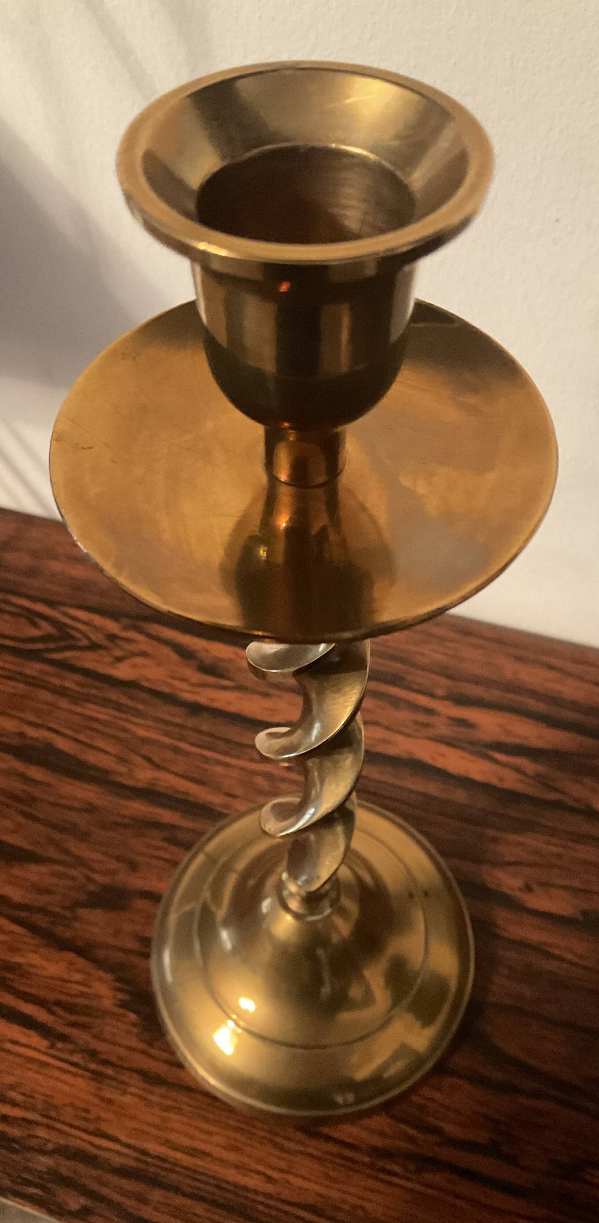 Twisted brass vintage candlestick