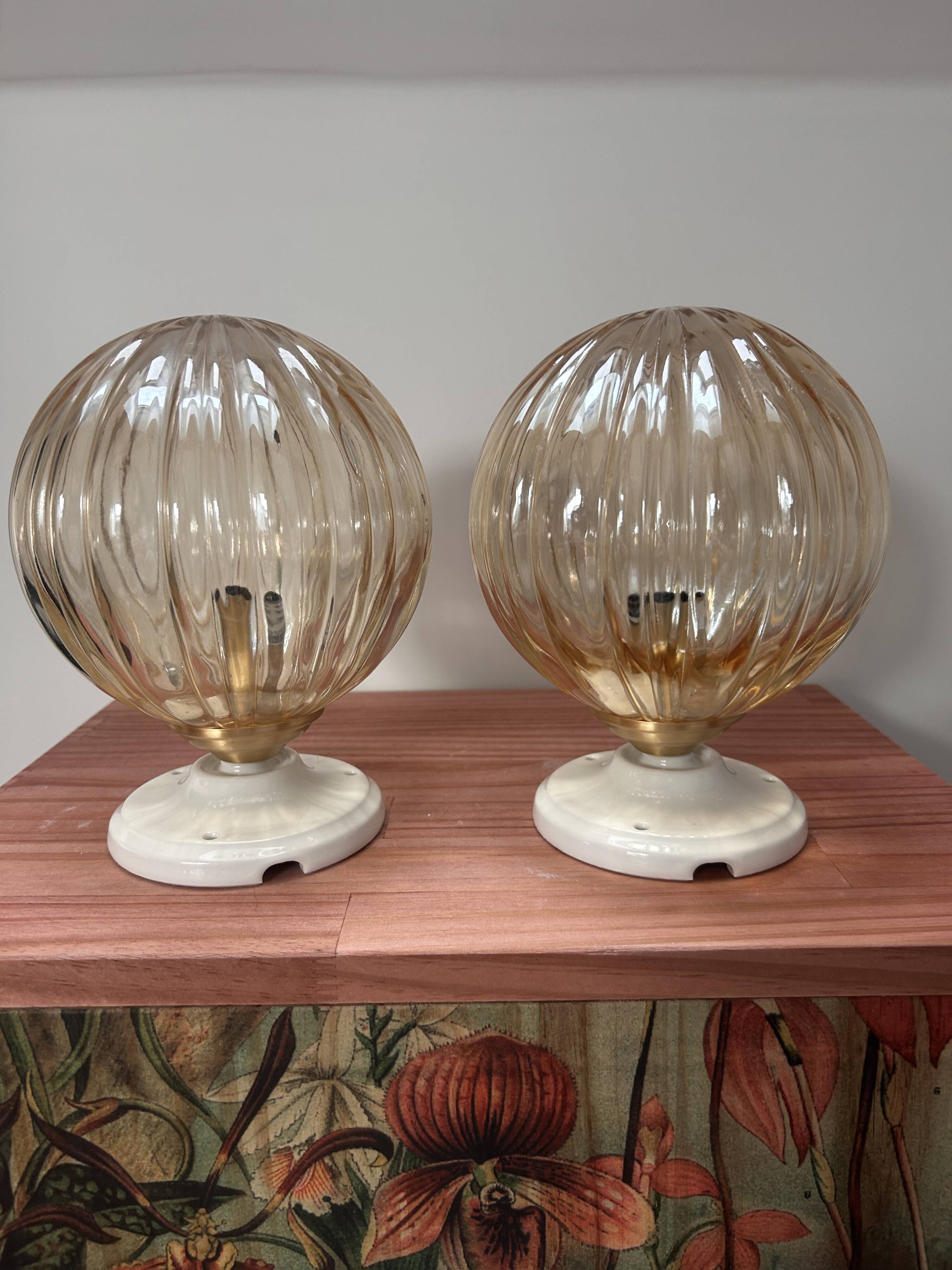 Pair of vintage globe wall lights