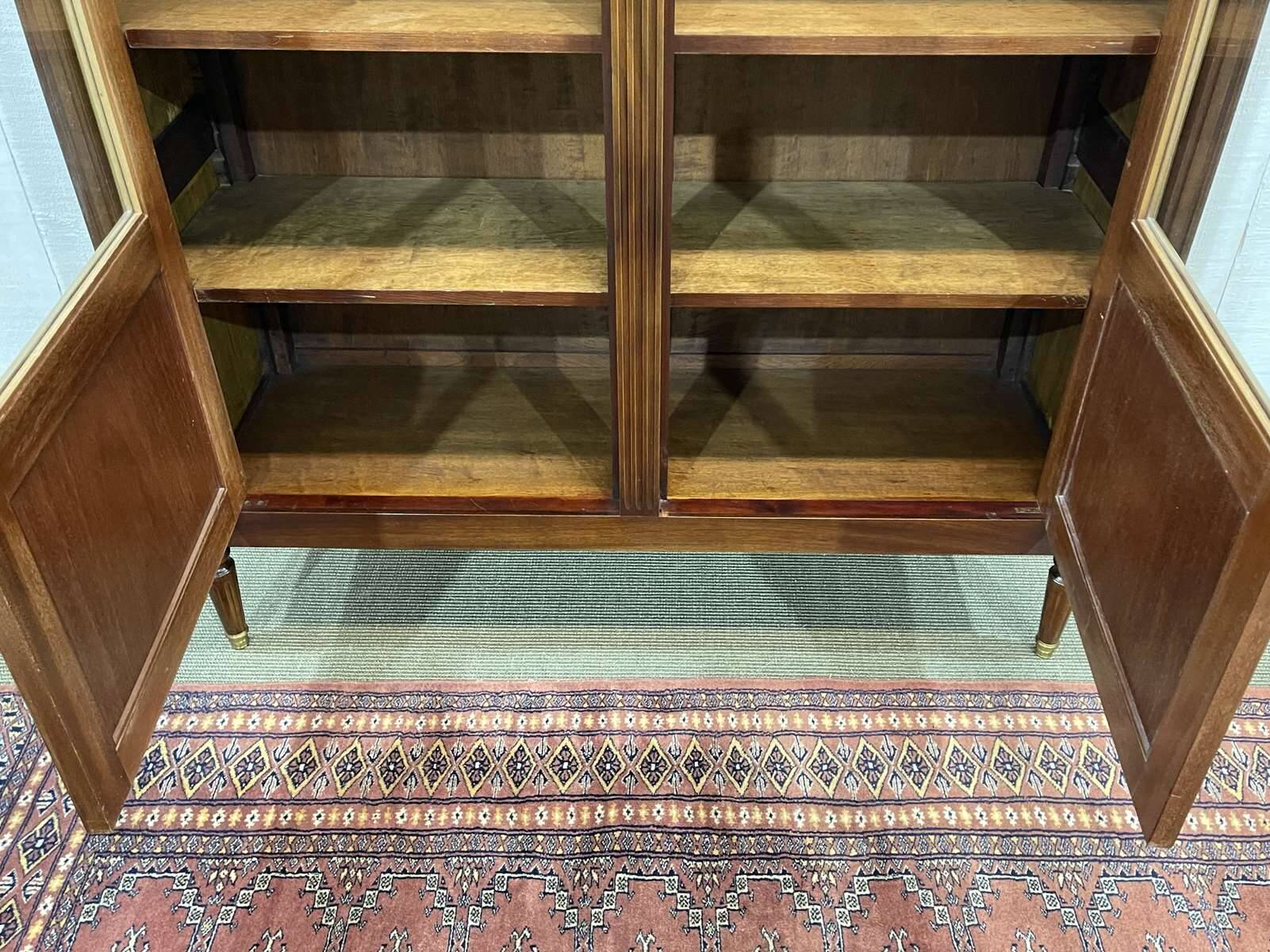 Louis XVI style bookcase in mahogany and marble top from the 70s