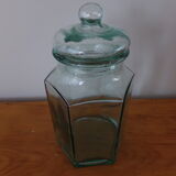 Bocal octogonal en verre vert
