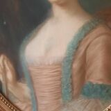 Portrait au pastel français de la fin du XIXe siècle d'une jeune fille dans un cadre ovale doré